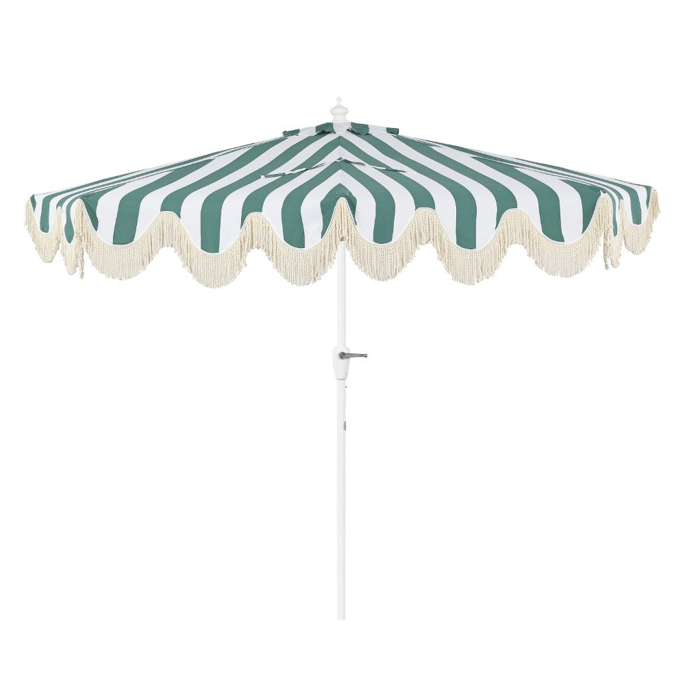 Looney 9 ft. Designer Classic Scalloped Fringe Half Market Patio Umbrella