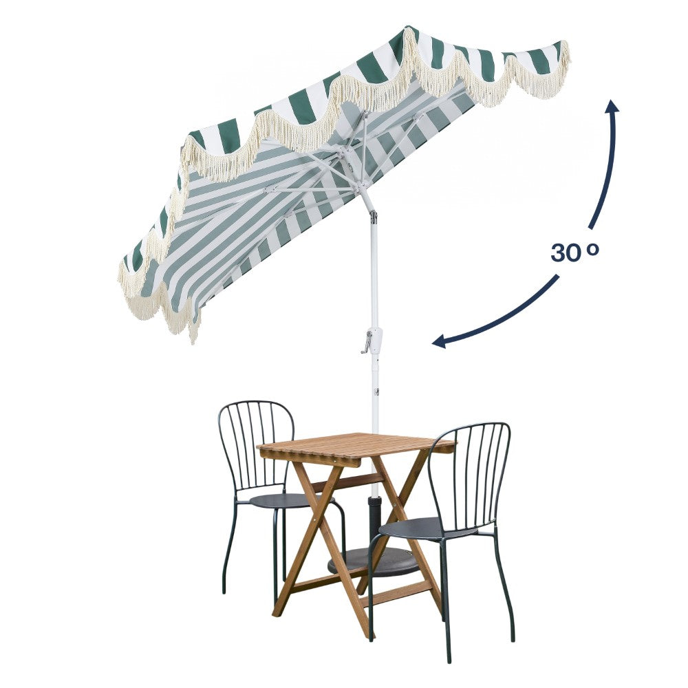 Looney 9 ft. Designer Classic Scalloped Fringe Half Market Patio Umbrella