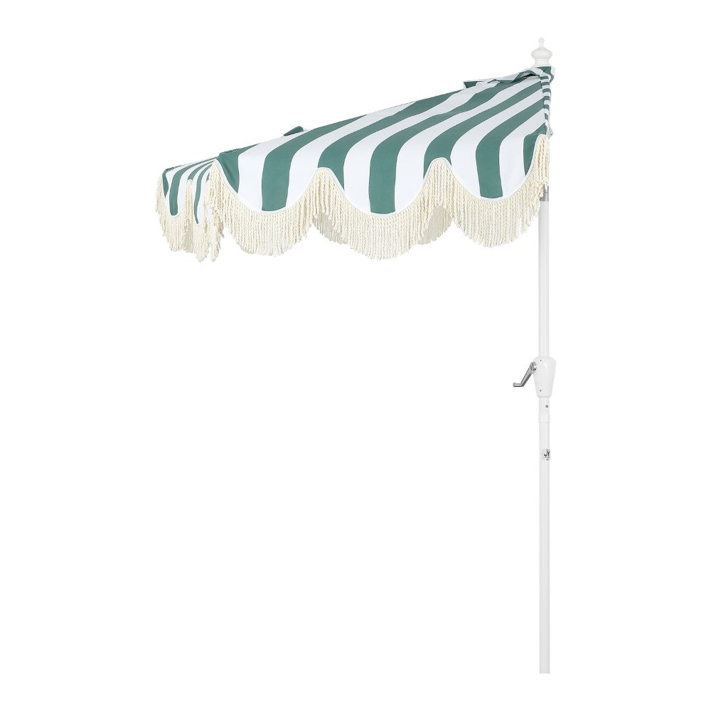 Looney 9 ft. Designer Classic Scalloped Fringe Half Market Patio Umbrella