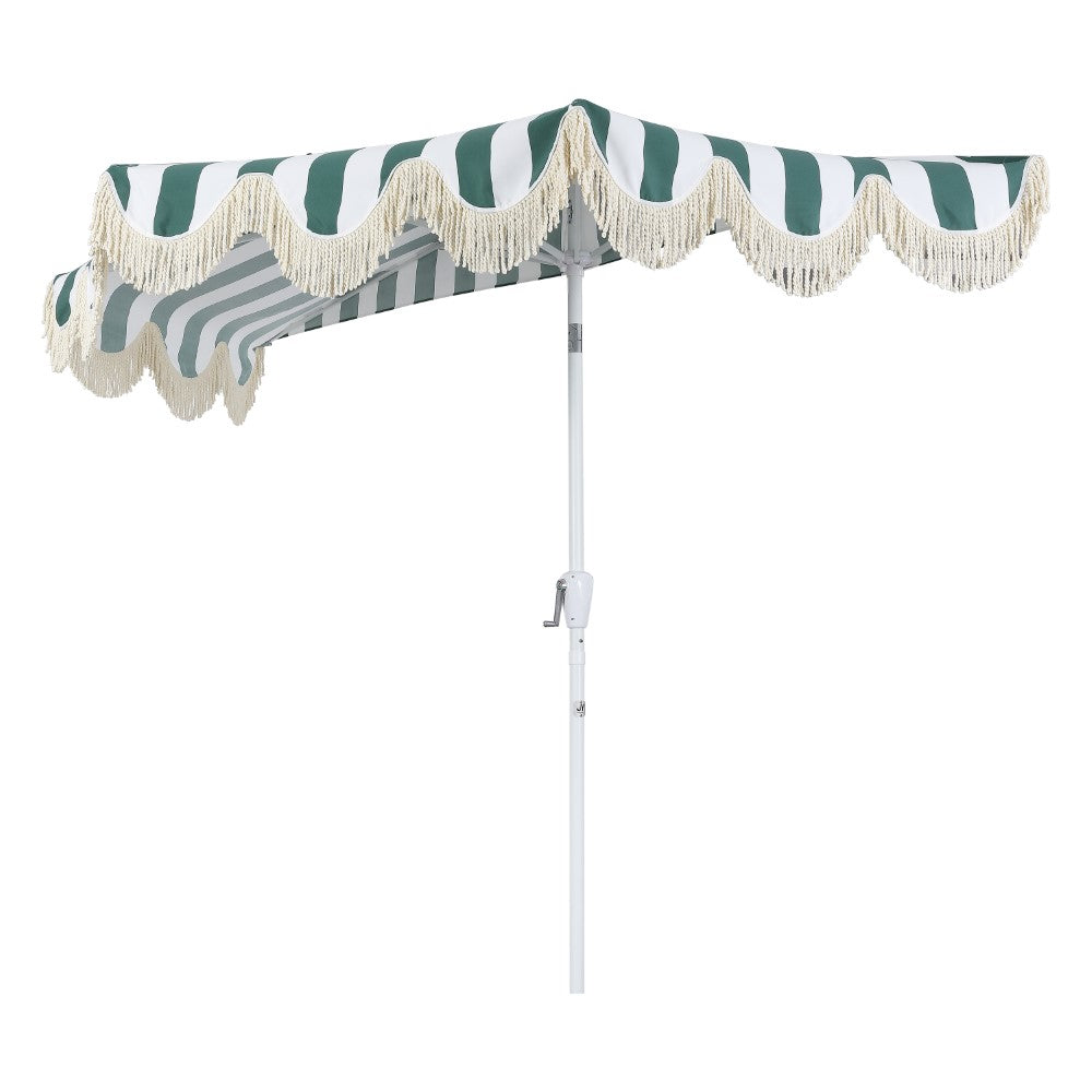 Looney 9 ft. Designer Classic Scalloped Fringe Half Market Patio Umbrella