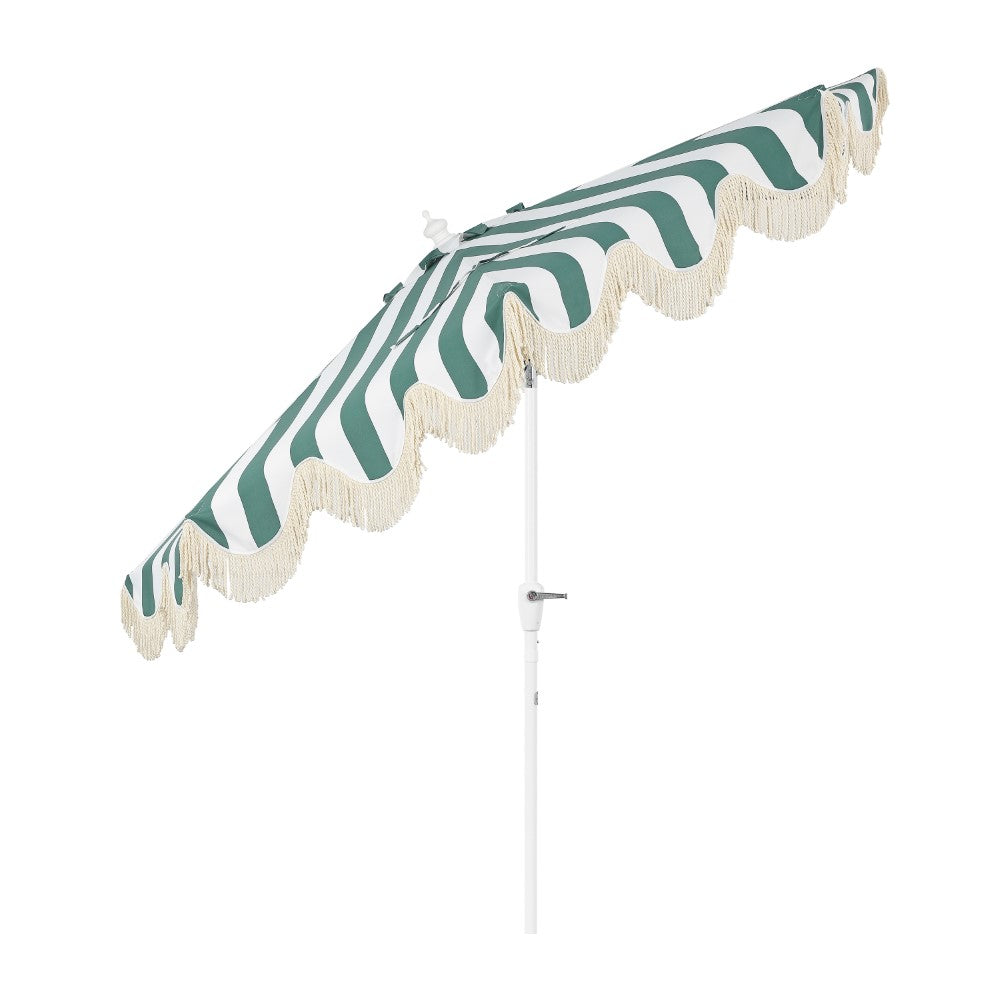 Looney 9 ft. Designer Classic Scalloped Fringe Half Market Patio Umbrella