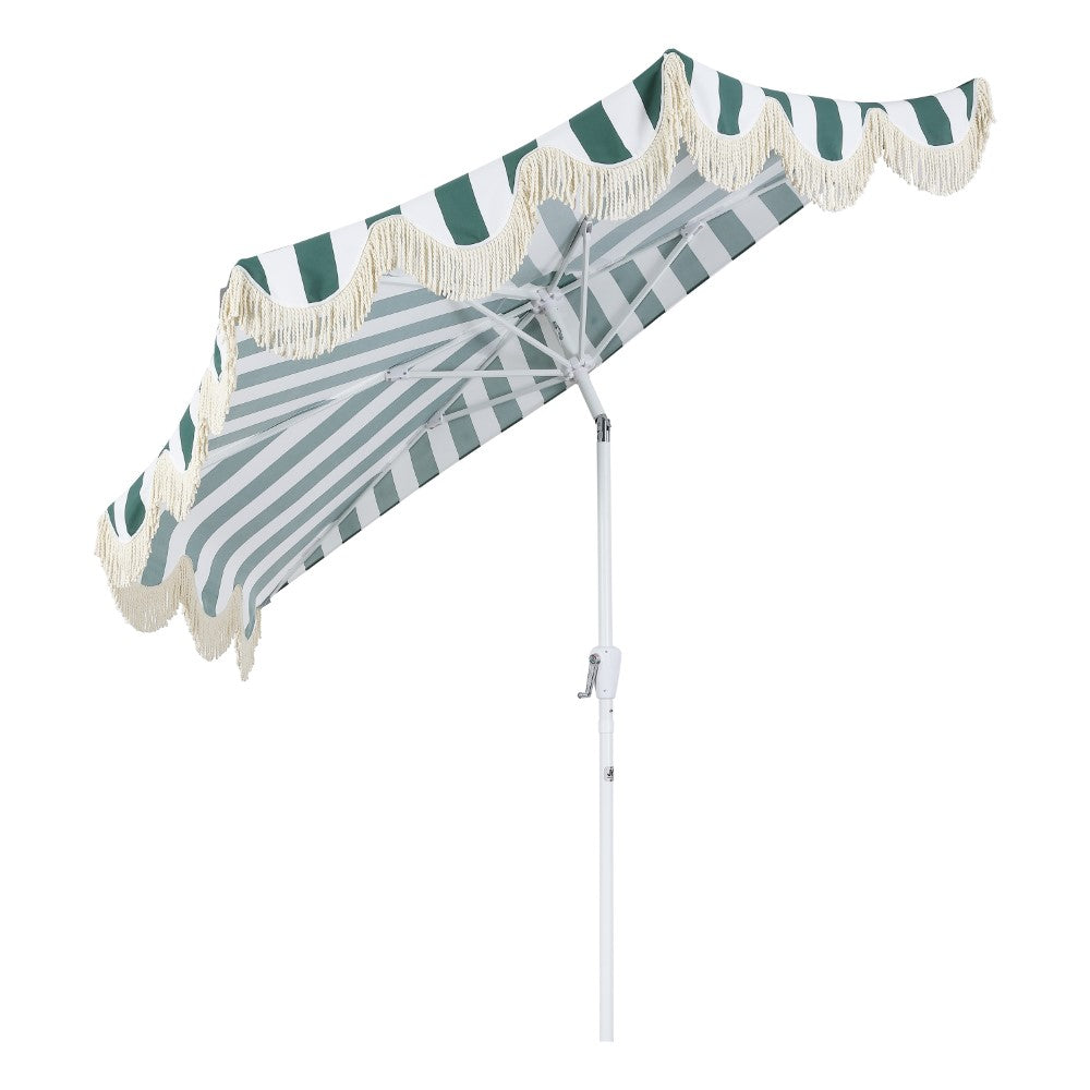 Looney 9 ft. Designer Classic Scalloped Fringe Half Market Patio Umbrella