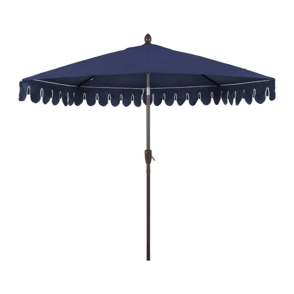 Shah Arc 9 ft. Classic MidCentury Scalloped Fringe Market Patio Half Umbrella with CrankTilt Button and UV Protection