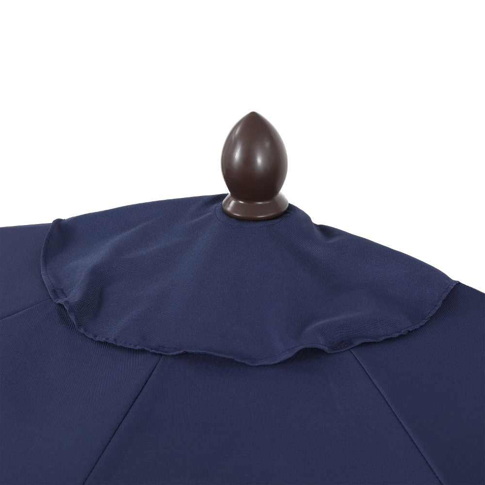 Shah Arc 9 ft. Classic MidCentury Scalloped Fringe Market Patio Half Umbrella with CrankTilt Button and UV Protection