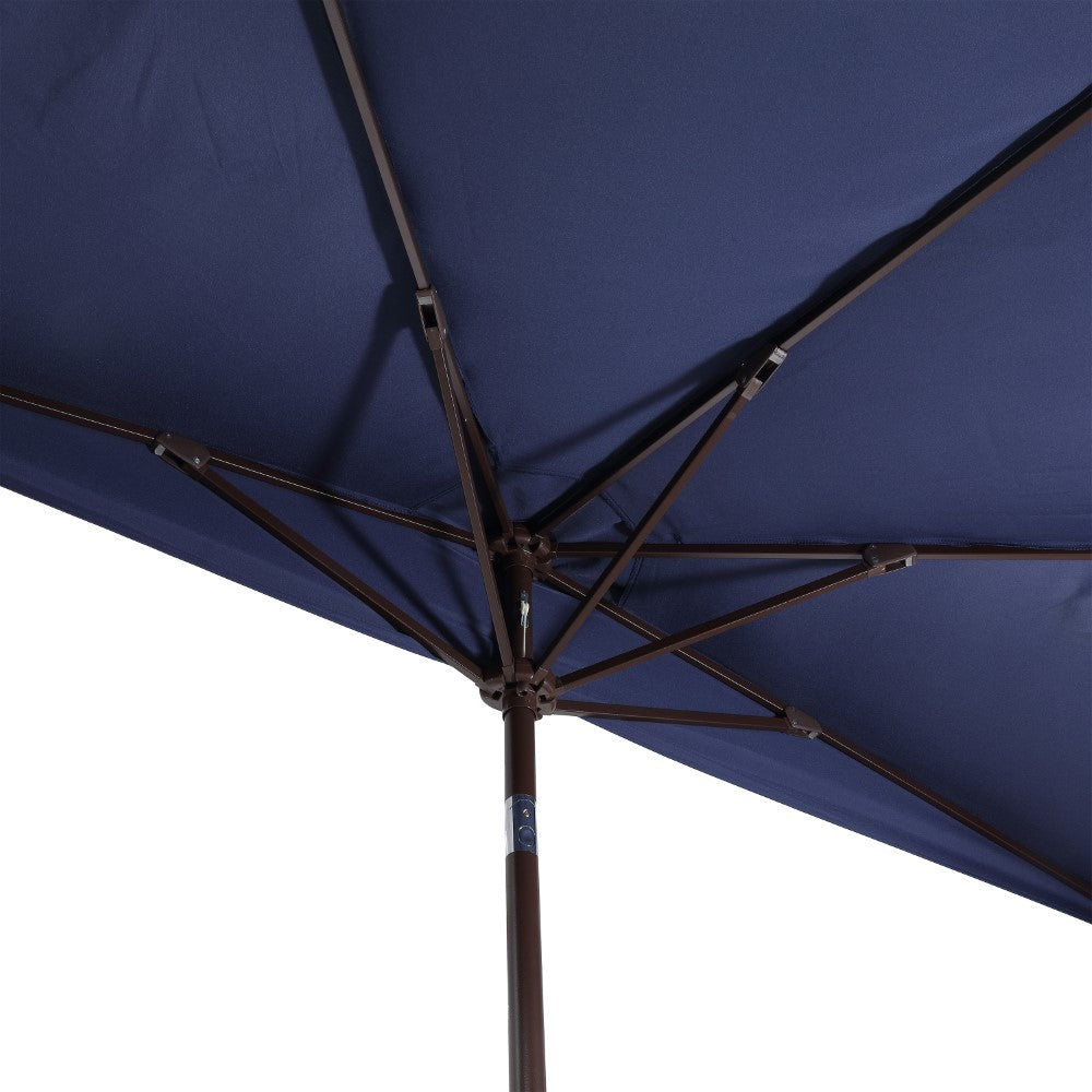 Shah Arc 9 ft. Classic MidCentury Scalloped Fringe Market Patio Half Umbrella with CrankTilt Button and UV Protection