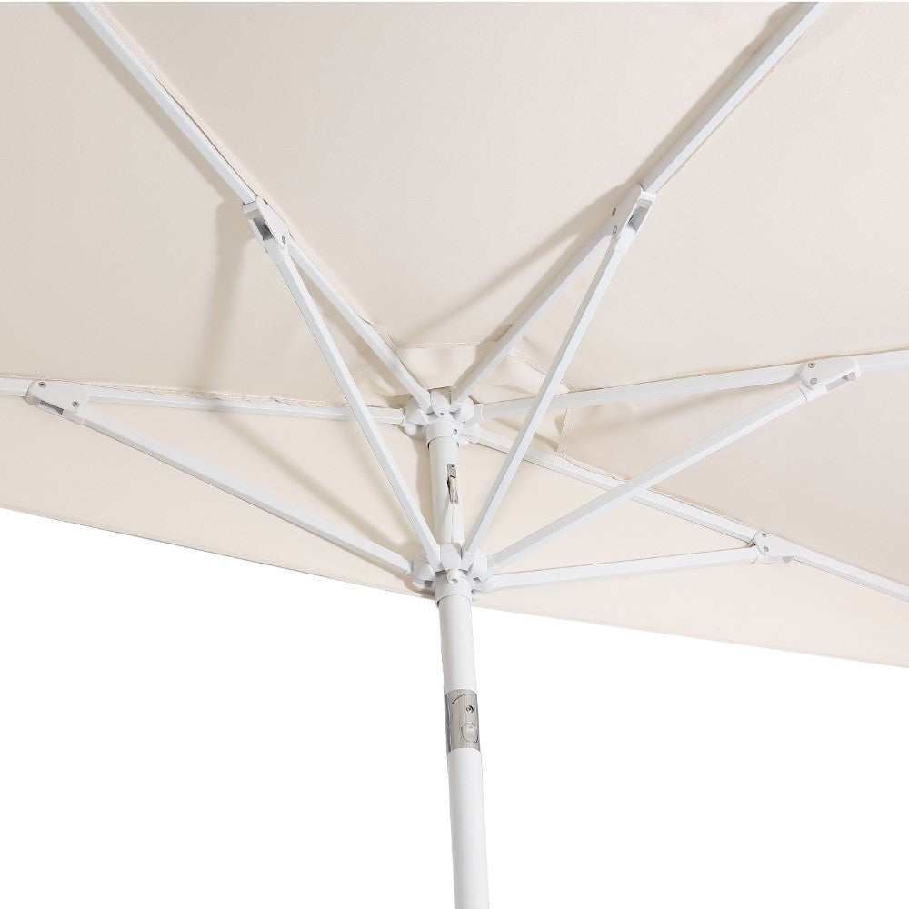 Shah Arc 9 ft. Classic MidCentury Scalloped Fringe Market Patio Half Umbrella with CrankTilt Button and UV Protection