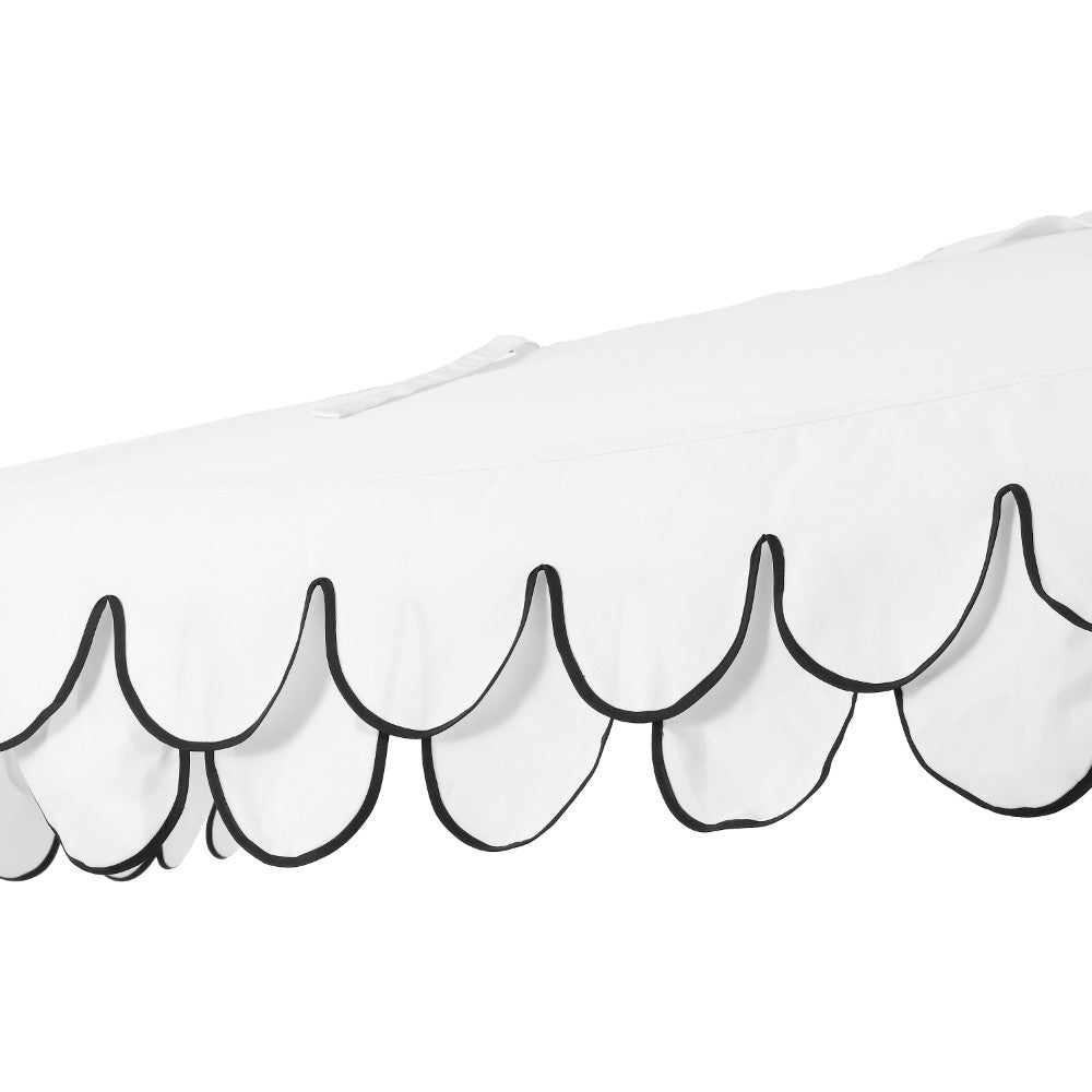 Shah Arc 9 ft. Classic MidCentury Scalloped Fringe Market Patio Half Umbrella with CrankTilt Button and UV Protection