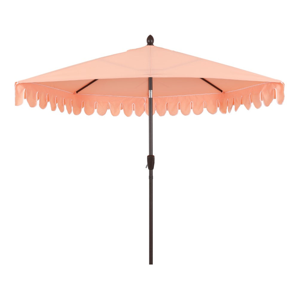 Shah Arc 9 ft. Classic MidCentury Scalloped Fringe Market Patio Half Umbrella with CrankTilt Button and UV Protection
