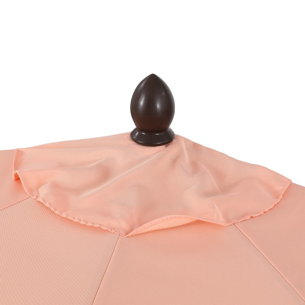 Shah Arc 9 ft. Classic MidCentury Scalloped Fringe Market Patio Half Umbrella with CrankTilt Button and UV Protection