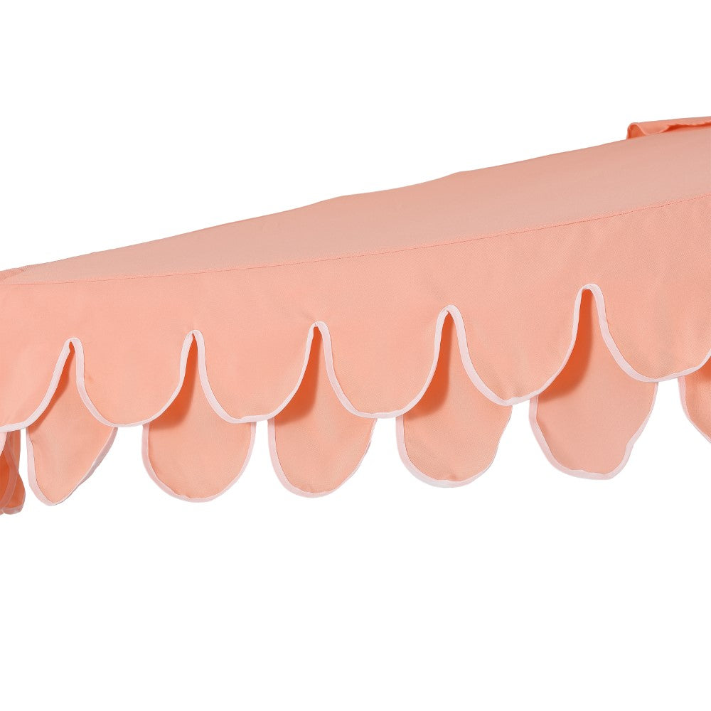 Shah Arc 9 ft. Classic MidCentury Scalloped Fringe Market Patio Half Umbrella with CrankTilt Button and UV Protection