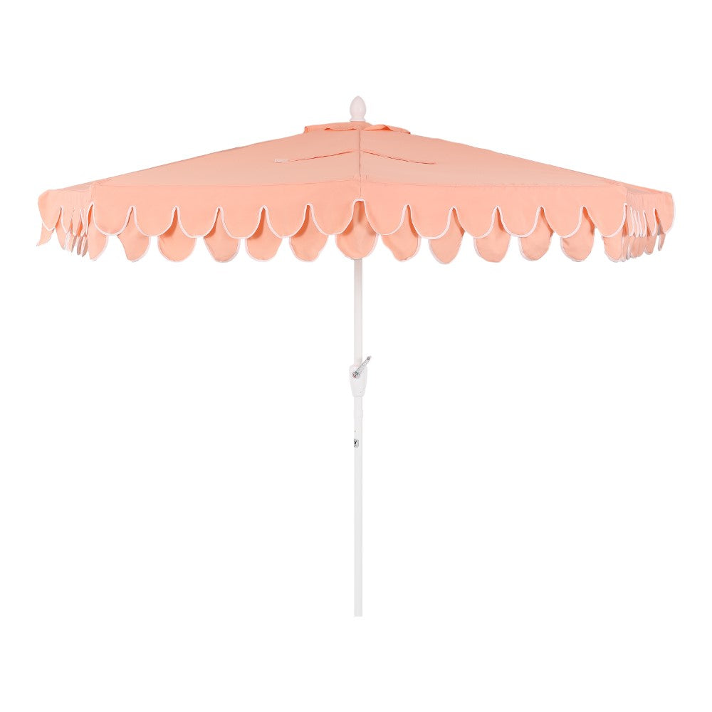 Shah Arc 9 ft. Classic MidCentury Scalloped Fringe Market Patio Half Umbrella with CrankTilt Button and UV Protection