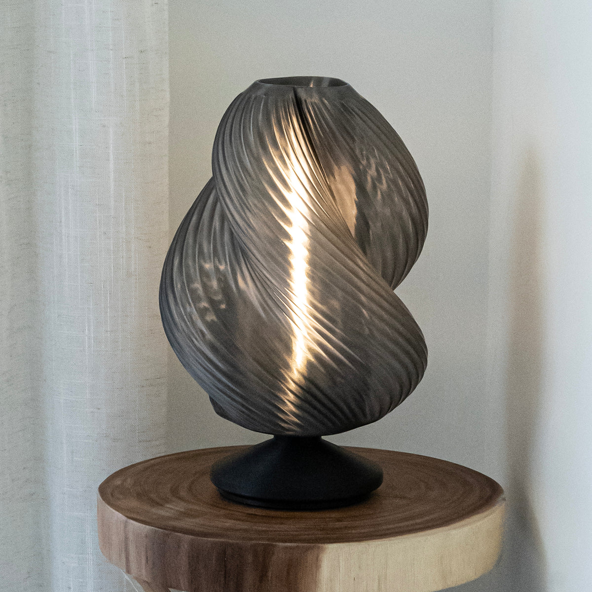 Swedish 13.5" Mid-Century Coastal Plant-Based PLA 3D Printed Dimmable LED Table Lamp