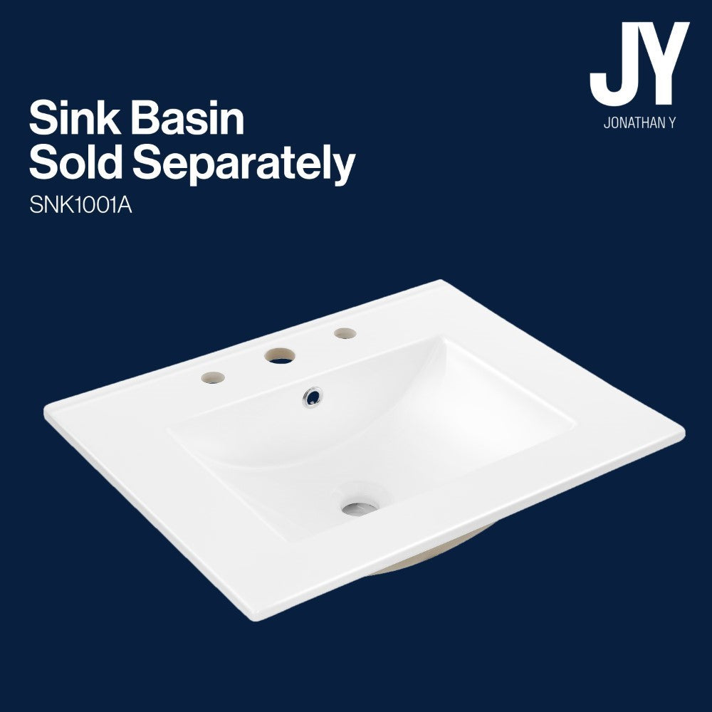 Calandre Thin Linear Slat Modern Farmhouse 2-Shelf Bath Vanity Cabinet Only (Sink Basin not Included) - JONATHAN Y