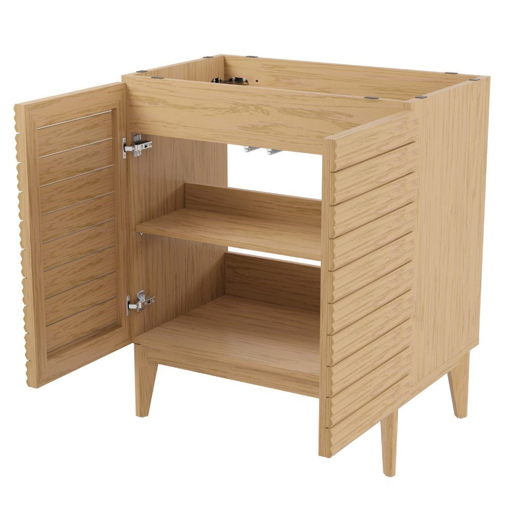 Cala Thin Linear Slat Modern Farmhouse 2-Shelf Bath Vanity Cabinet Only (Sink Basin not Included)