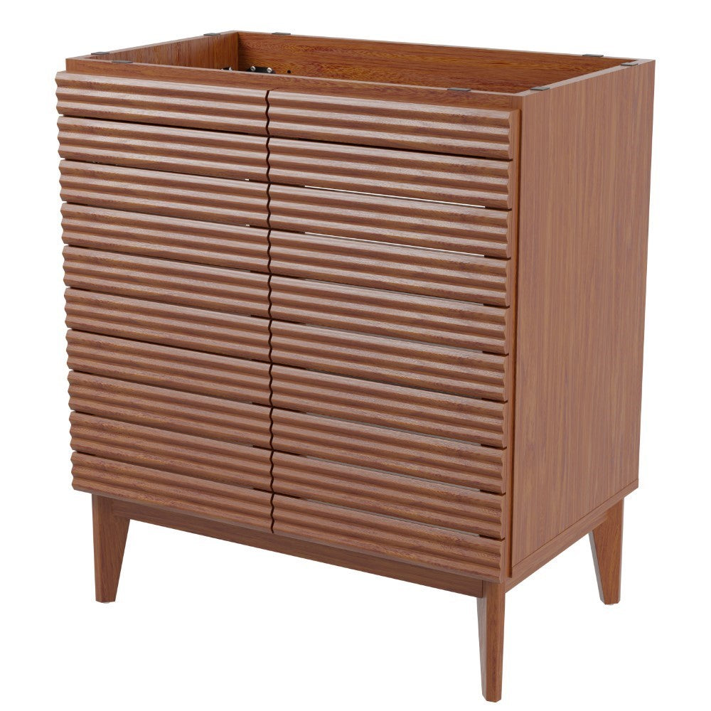 Cala Thin Linear Slat Modern Farmhouse 2-Shelf Bath Vanity Cabinet Only (Sink Basin not Included)