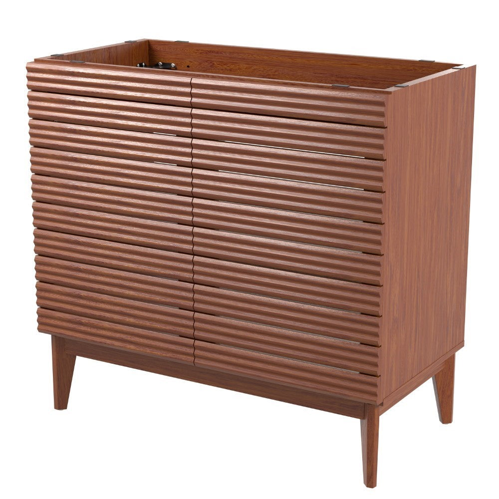 Cala Thin Linear Slat Modern Farmhouse 2-Shelf Bath Vanity Cabinet Only (Sink Basin not Included)
