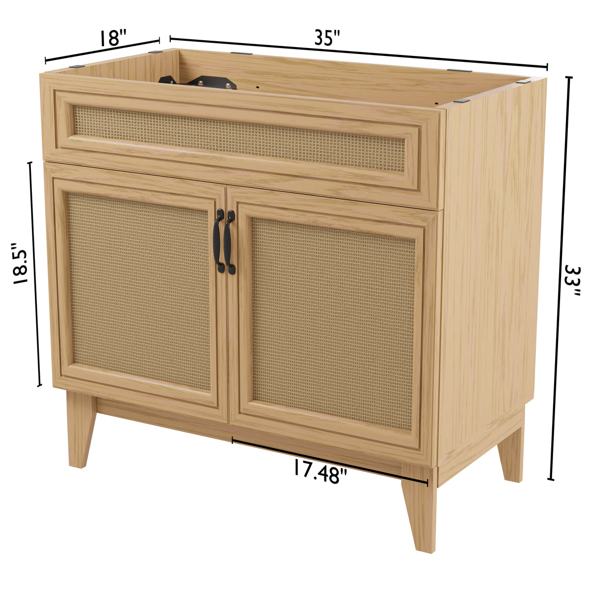 Redford Modern 2-Shelf Bath Vanity Cabinet (Sink Basin not Included)