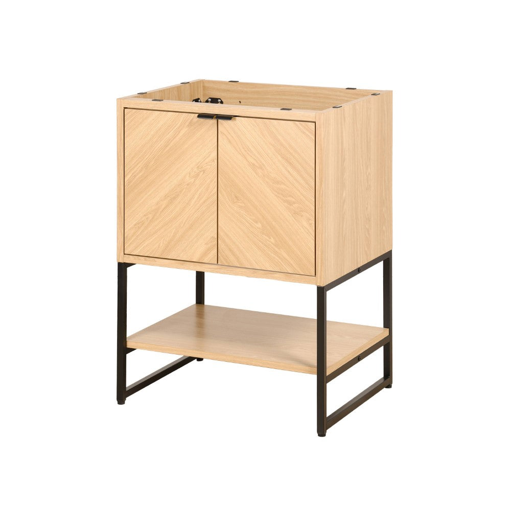 Moss Chevron-Front Modern Minimalist 2-Shelf Bath Vanity Cabinet Only (Sink Basin Not Included)
