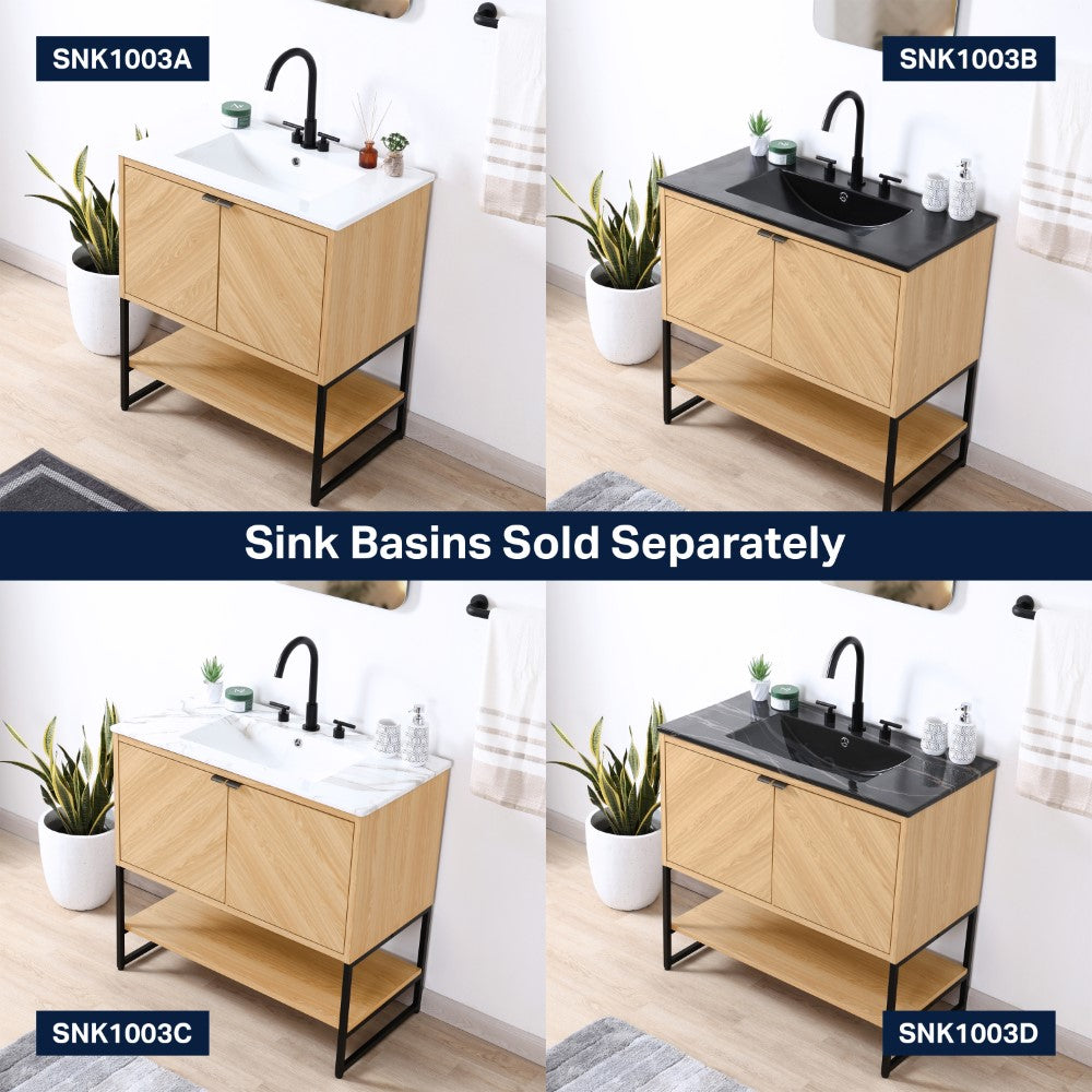 Moss Chevron-Front Modern Minimalist 2-Shelf Bath Vanity Cabinet Only (Sink Basin Not Included)
