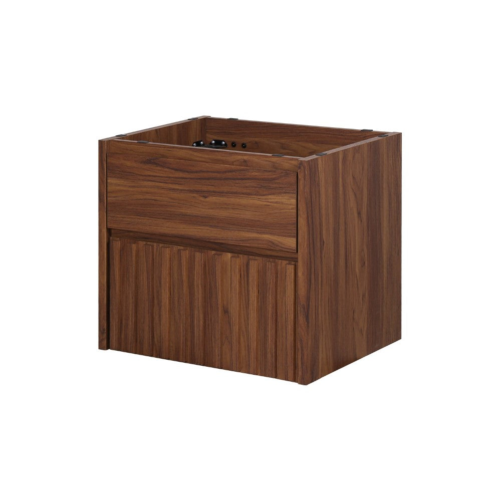 Pine Slat Modern Coastal 2-Drawer Wall Mounted Bath Vanity Cabinet Only (Sink Basin Not Included)