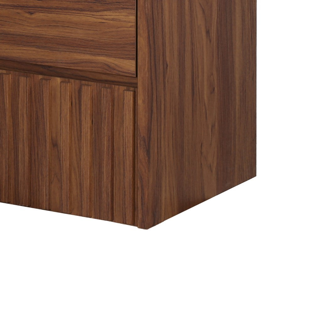 Pine Slat Modern Coastal 2-Drawer Wall Mounted Bath Vanity Cabinet Only (Sink Basin Not Included)