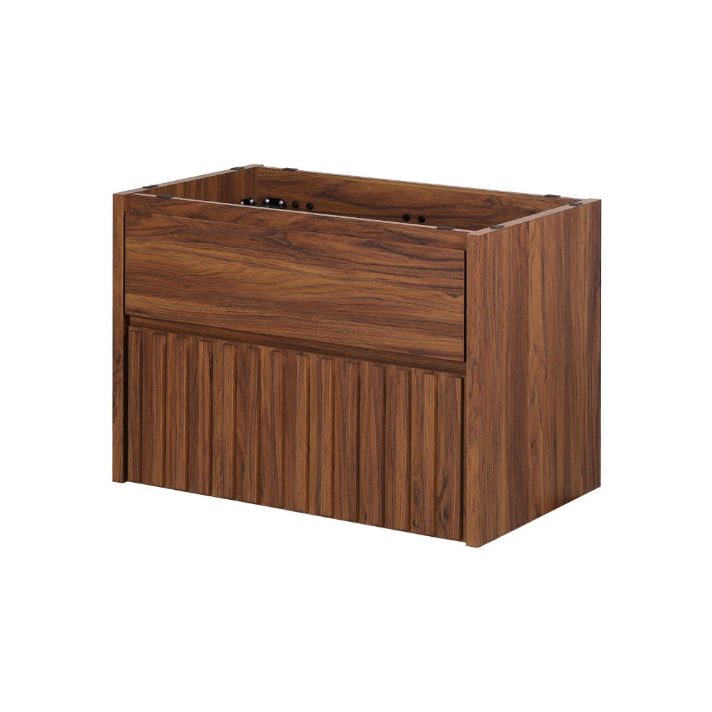 Pine Slat Modern Coastal 2-Drawer Wall Mounted Bath Vanity Cabinet Only (Sink Basin Not Included)