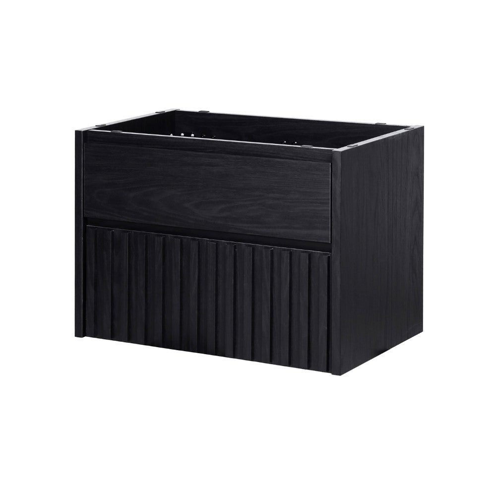 Pine Slat Modern Coastal 2-Drawer Wall Mounted Bath Vanity Cabinet Only (Sink Basin Not Included)