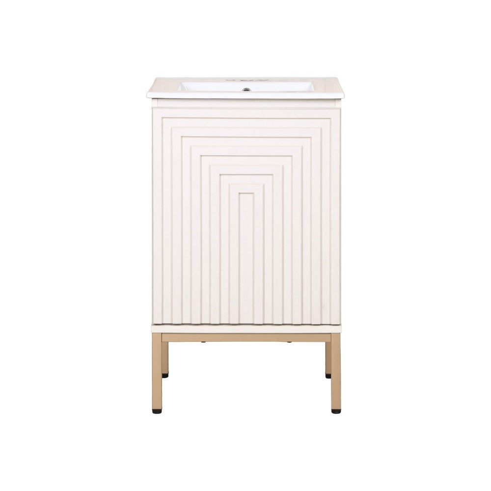 Fjord Geometric Modern Transitional 2-Shelf Bath Vanity Cabinet Only (Sink Basin Not Included)