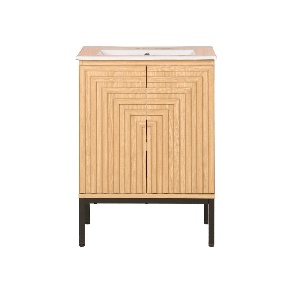 Fjord Geometric Modern Transitional 2-Shelf Bath Vanity Cabinet Only (Sink Basin Not Included)