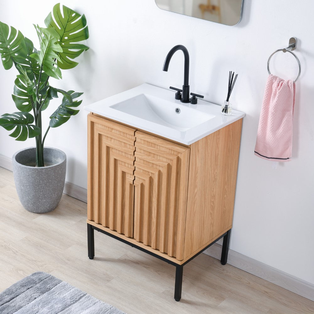 Fjord Geometric Modern Transitional 2-Shelf Bath Vanity Cabinet Only (Sink Basin Not Included)