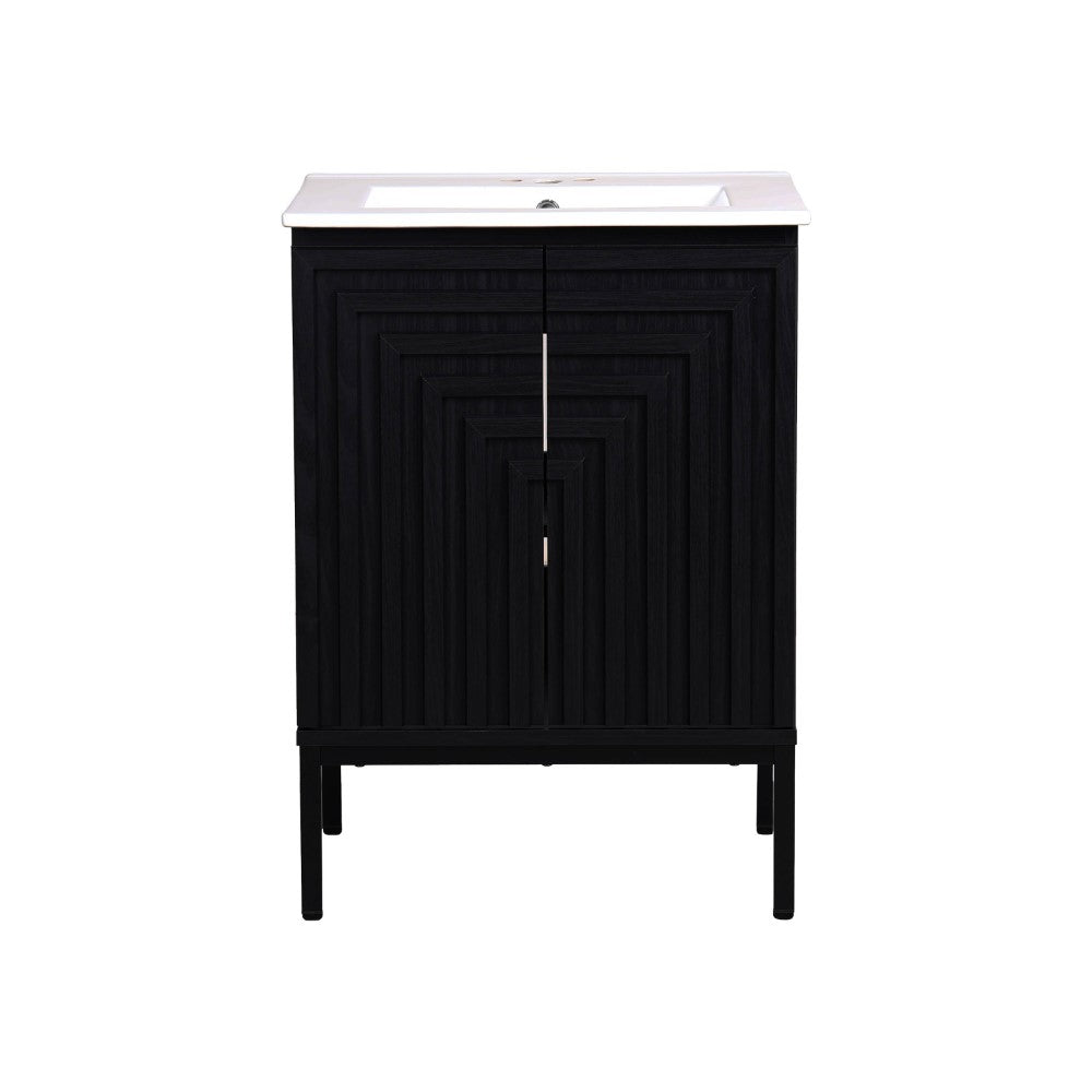 Fjord Geometric Modern Transitional 2-Shelf Bath Vanity Cabinet Only (Sink Basin Not Included)