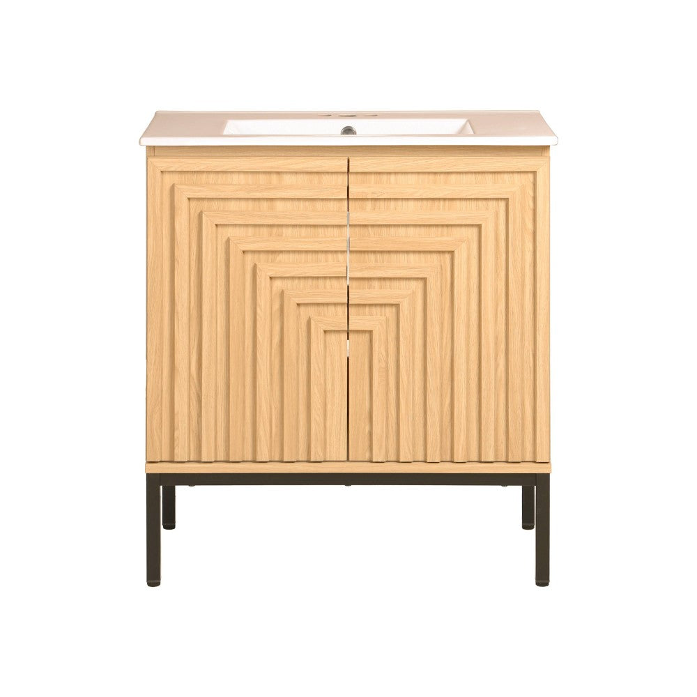 Fjord Geometric Modern Transitional 2-Shelf Bath Vanity Cabinet Only (Sink Basin Not Included)