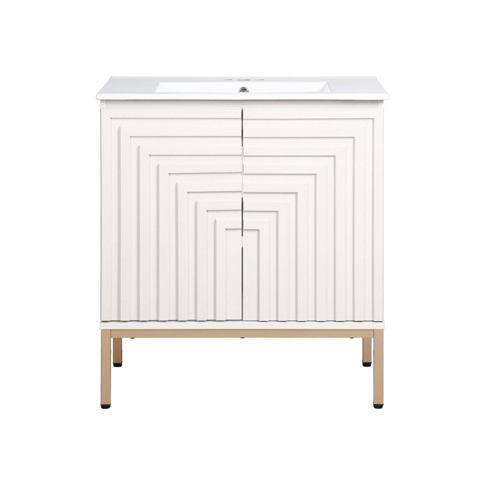 Fjord Geometric Modern Transitional 2-Shelf Bath Vanity Cabinet Only (Sink Basin Not Included)