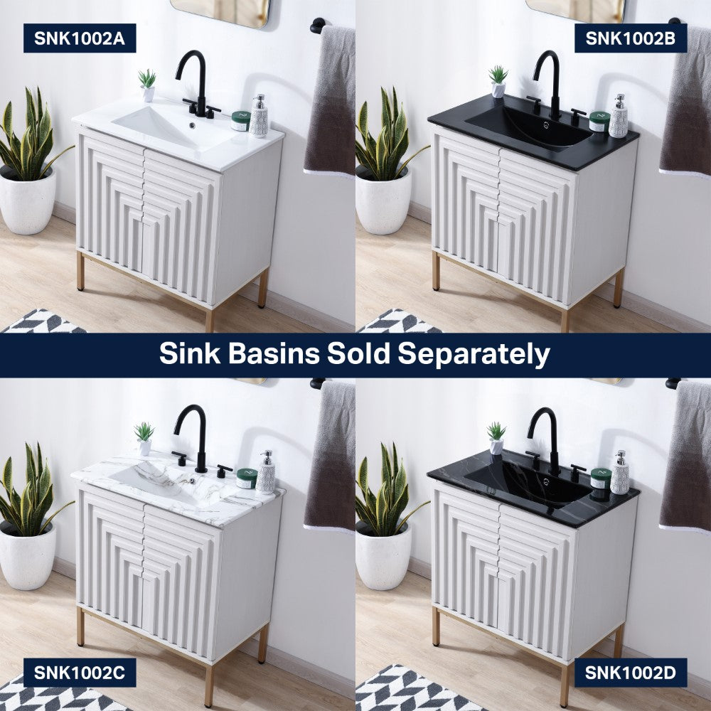 Fjord Geometric Modern Transitional 2-Shelf Bath Vanity Cabinet Only (Sink Basin Not Included)