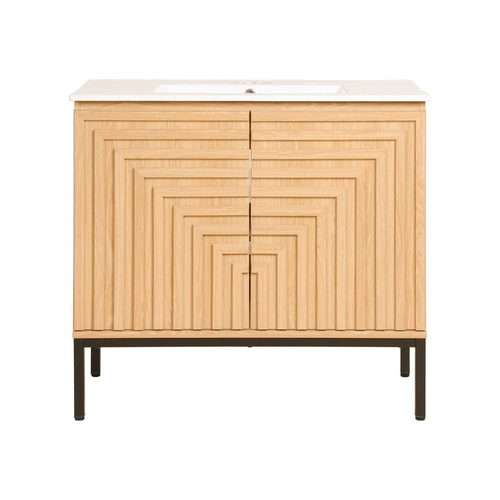 Fjord Geometric Modern Transitional 2-Shelf Bath Vanity Cabinet Only (Sink Basin Not Included)