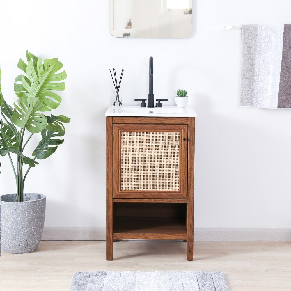 Orchid Rattan Modern Coastal 2-Shelf Bath Vanity Cabinet Only (Sink Basin Not Included)