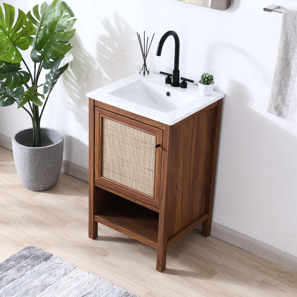 Orchid Rattan Modern Coastal 2-Shelf Bath Vanity Cabinet Only (Sink Basin Not Included)