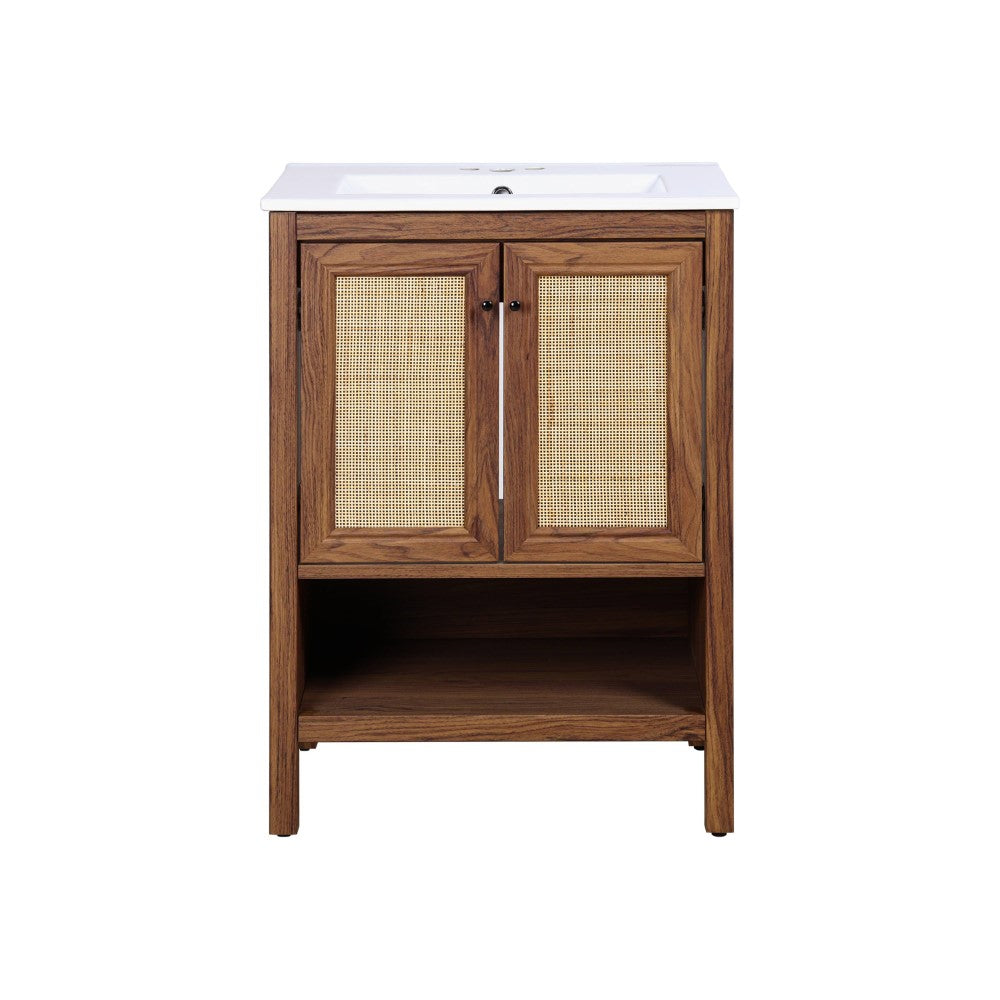 Orchid Rattan Modern Coastal 2-Shelf Bath Vanity Cabinet Only (Sink Basin Not Included)
