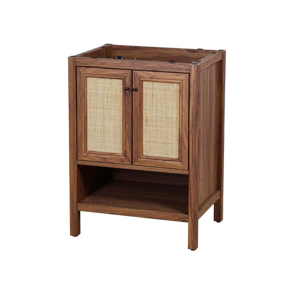 Orchid Rattan Modern Coastal 2-Shelf Bath Vanity Cabinet Only (Sink Basin Not Included)