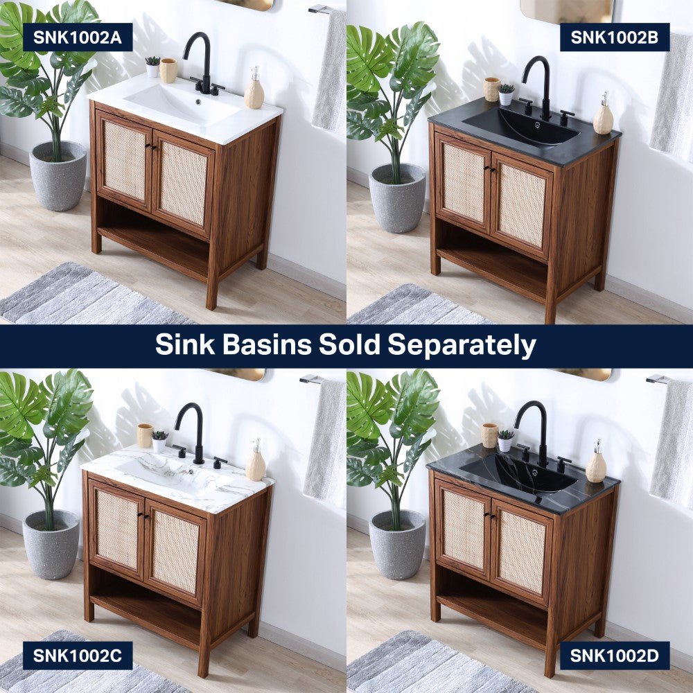 Orchid Rattan Modern Coastal 2-Shelf Bath Vanity Cabinet Only (Sink Basin Not Included)
