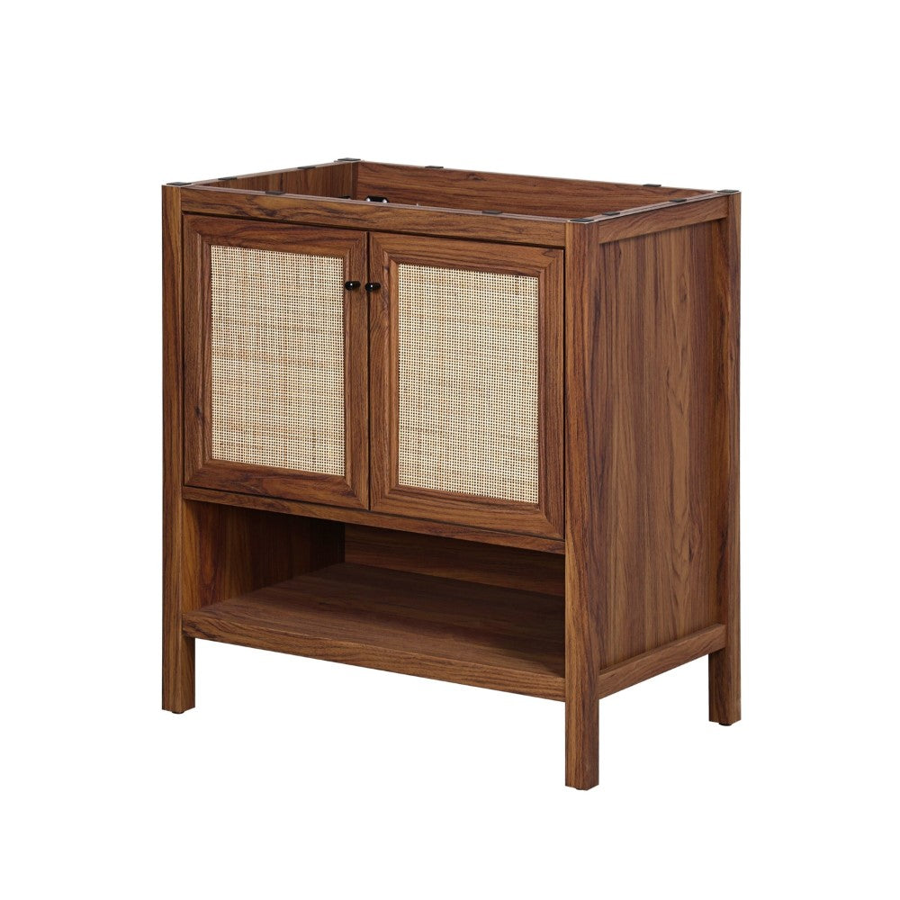 Orchid Rattan Modern Coastal 2-Shelf Bath Vanity Cabinet Only (Sink Basin Not Included)