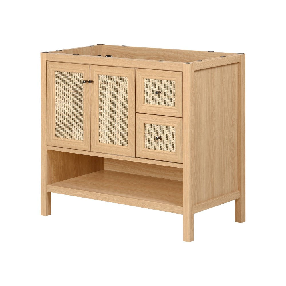 Orchid Rattan Modern Coastal 2-Shelf Bath Vanity Cabinet Only (Sink Basin Not Included)