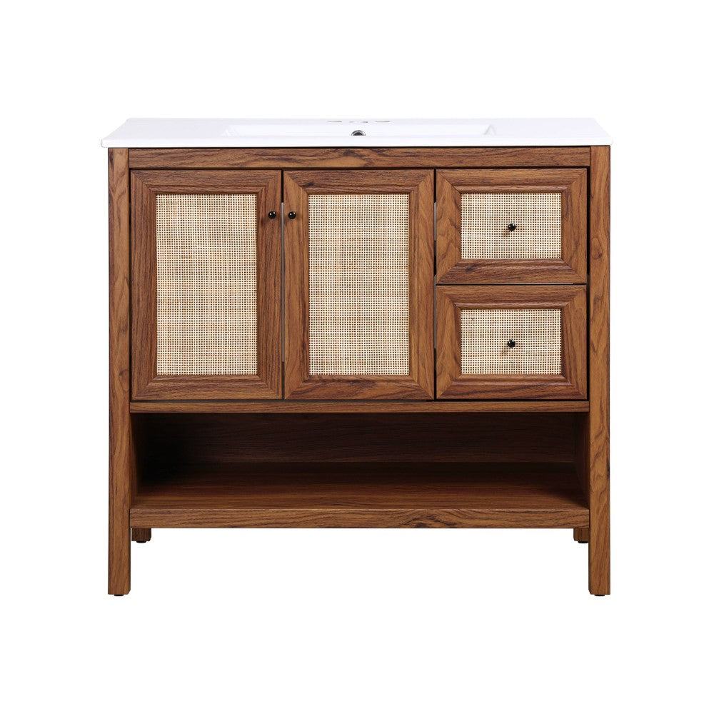 Orchid Rattan Modern Coastal 2-Shelf Bath Vanity Cabinet Only (Sink Basin Not Included)