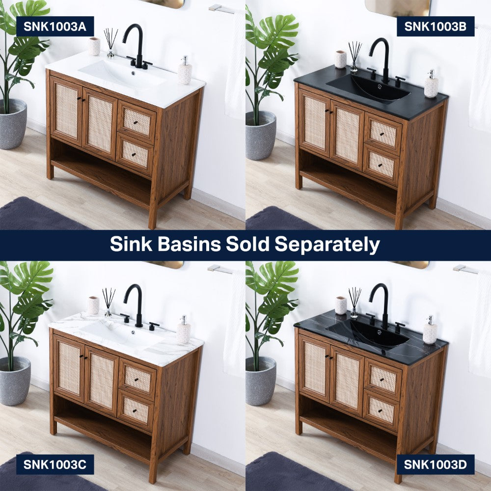Orchid Rattan Modern Coastal 2-Shelf Bath Vanity Cabinet Only (Sink Basin Not Included)