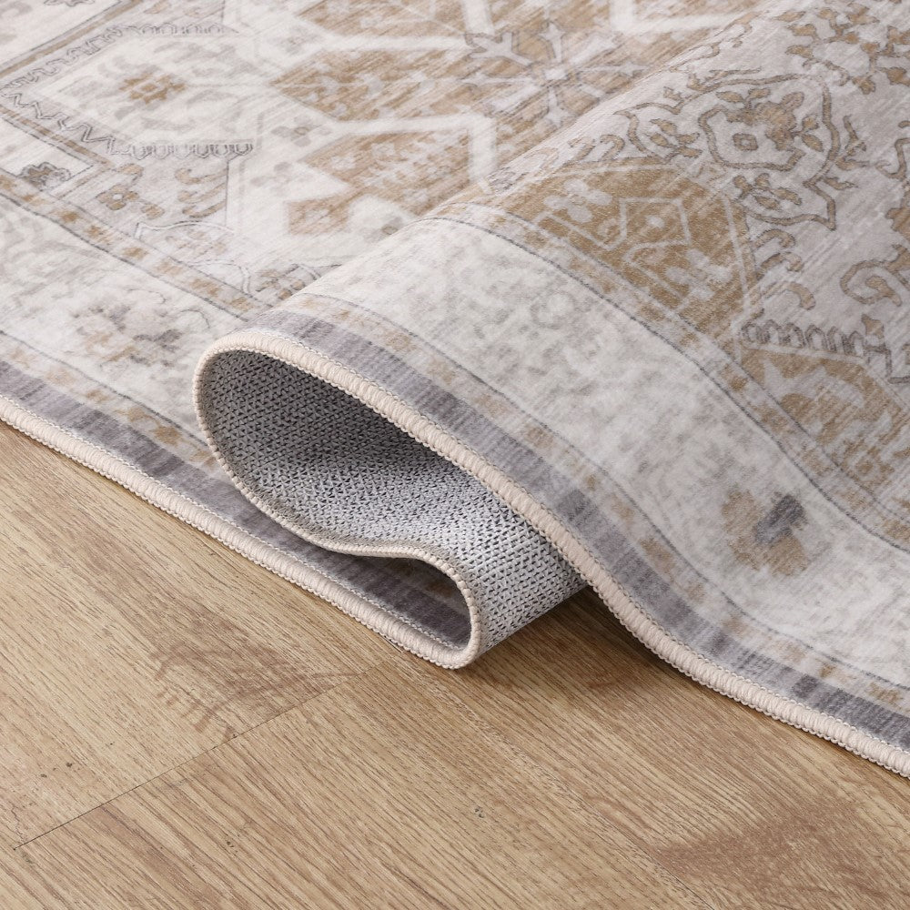 Vintaro Vintage Medallion Border Machine-washable Area Rug