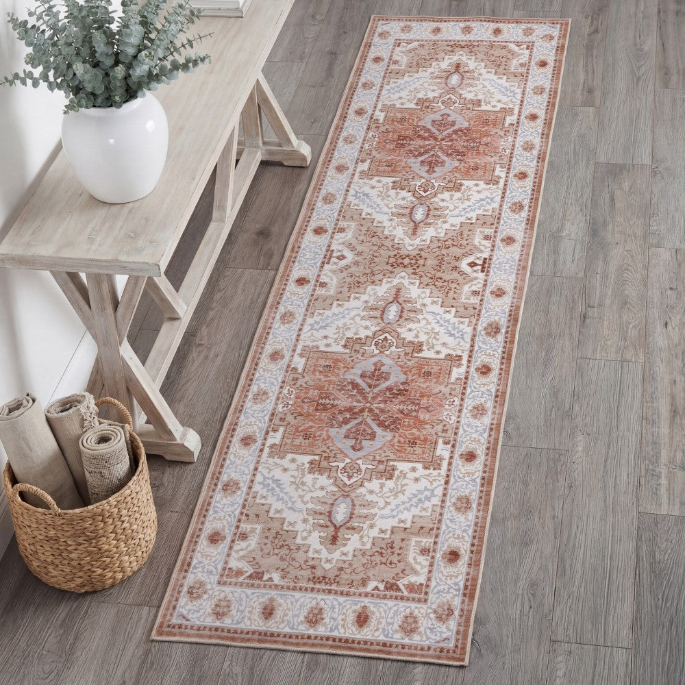 Vintaro Vintage Medallion Border Machine-washable Area Rug