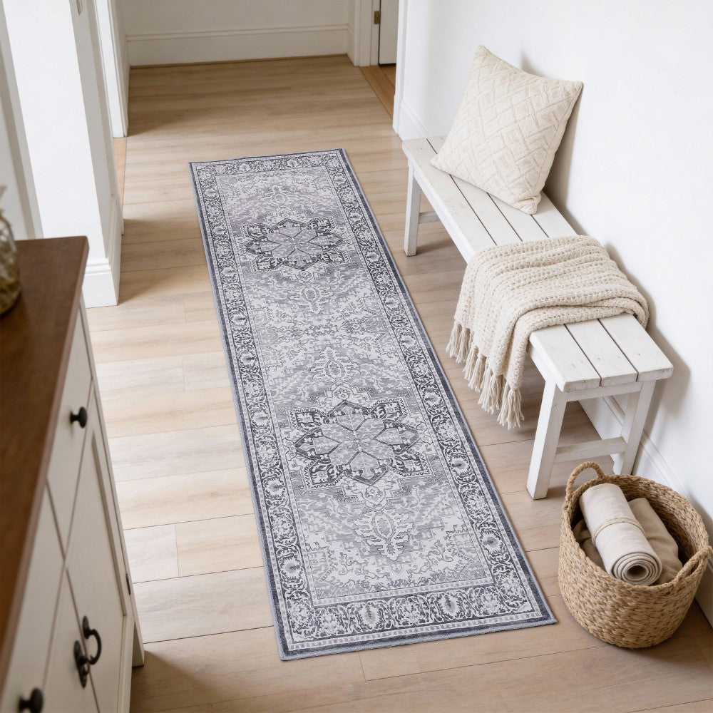 Vintaro Vintage Medallion Border Machine-washable Area Rug