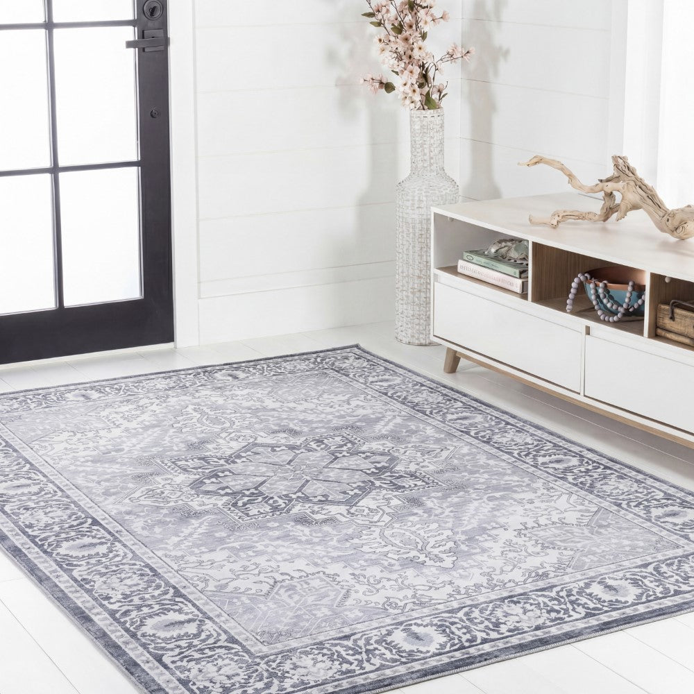Vintaro Vintage Medallion Border Machine-washable Area Rug