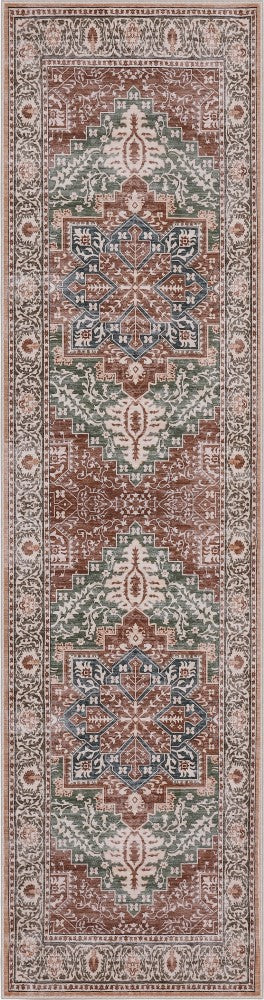 Vintaro Vintage Medallion Border Machine-washable Area Rug