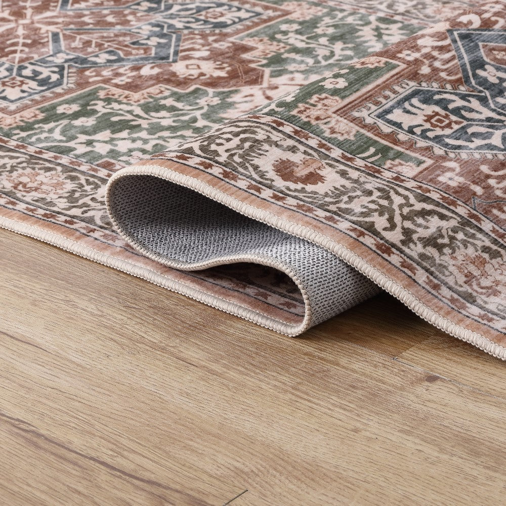 Vintaro Vintage Medallion Border Machine-washable Area Rug
